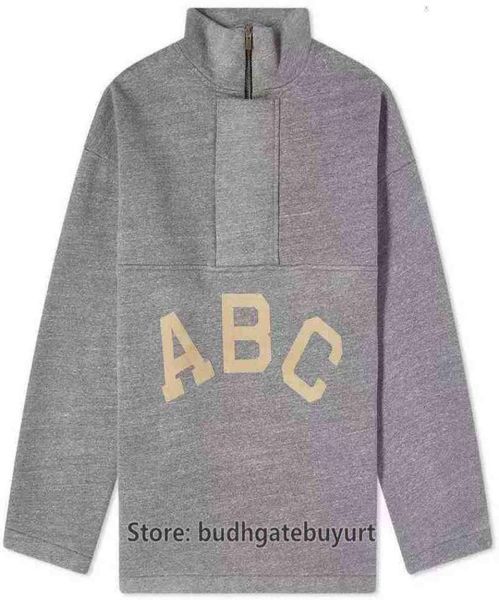 

abc letter print zip high neck sweater grey simple versatile men039s winter trend fashion high street sports hoodie ladies swee2547310, Black