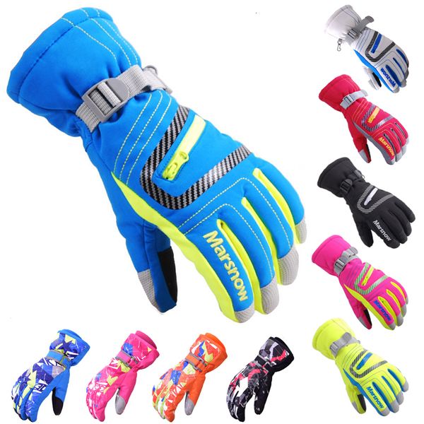 

sports gloves winter warm ski outdoor sport skiing windproof men women kids mittens waterproof breathable air s m l xl 230821, Black