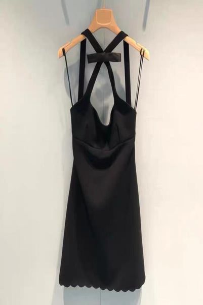 

2021 redblack spaghetti straps short women dress milan runway bow backless mini dresses party holiday vestidos de festa 72722182628, Black