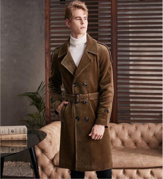 

men039s jackets size men plus windbreaker jacket kneelength corduroy trench coat male winter british fashion lapel long sleeve 2259945, Black;brown