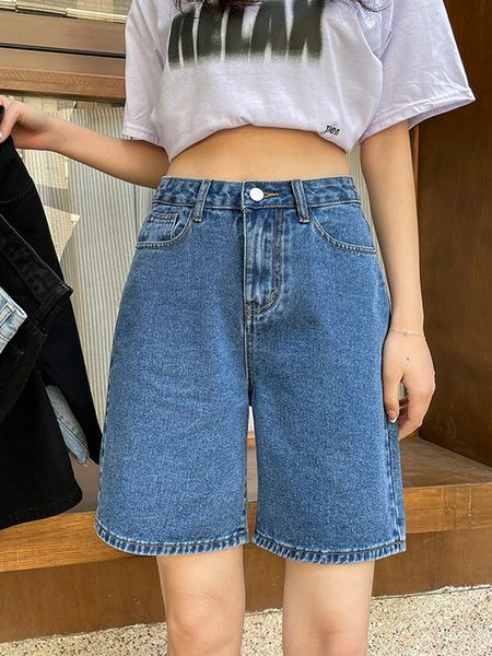 

women's jeans high waisted aline casual denim shorts for women summer knee length pants streetwear 230821, Blue