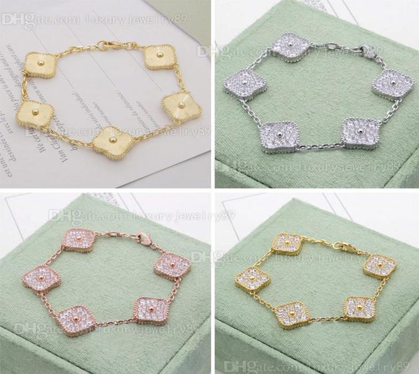 

designer charm bracelets fashion clover gold bracelet red fritillary lover luxury jewelry women039s 15mm flower party wedding e6887951, Golden;silver