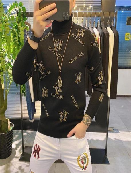

men039s sweaters europe station 2021 winter men 039s high collar plush bottomed shirt korean trend personality fashion s6126769, White;black