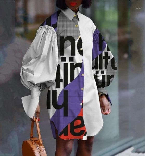 

casual dresses 4xl 5xl women dress 2022 autumn turn down neck long lantern sleeve plus size bohemain vestidos kneelength sundress7077624, Black;gray