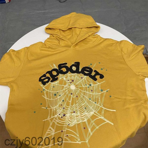 

sp5der fashion brand foam hooded sweater spider web printing fashion pullover sweater terry fabric, Black