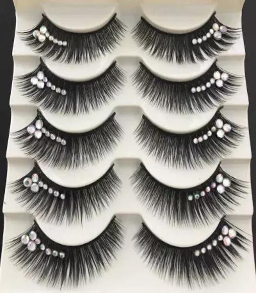 

5 pairs latin makeup false eye lashes extension party cosplay halloween long thick natural eyelash color glitter shimmery dance ey2940929