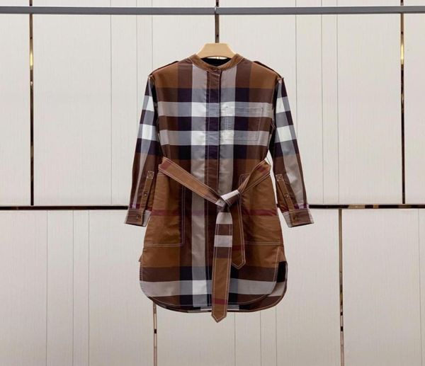 

2022 whole womens plaid blouse dresses long sleeves long dresses with sash77170167324316, Black;gray