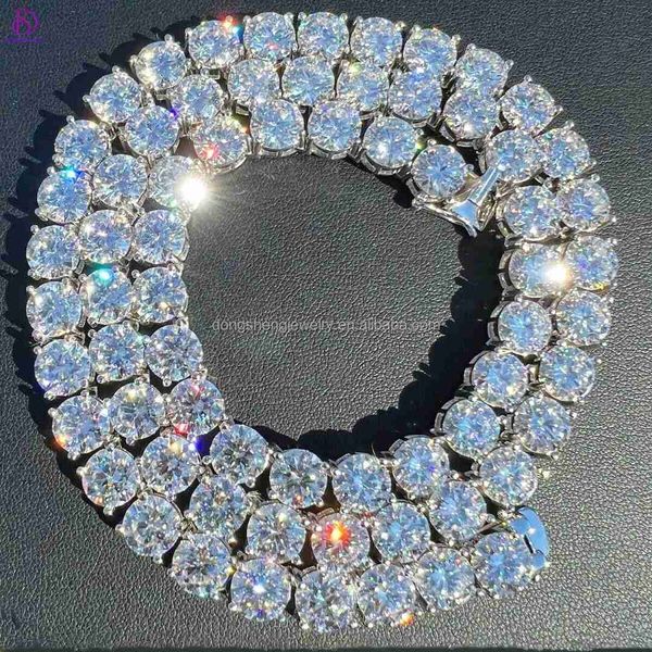 

women men hip hop iced out fine jewelry 925 sterling silver 8mm necklace vvs moissanite diamond tennis chain