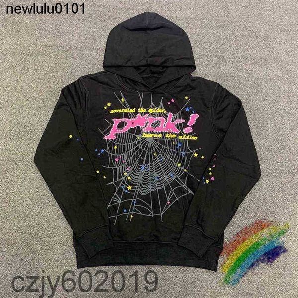 

designer men's hoodies pants sweatshirts puff print sp5der hoodie men women quality heavy fabric spider web pullover, Black
