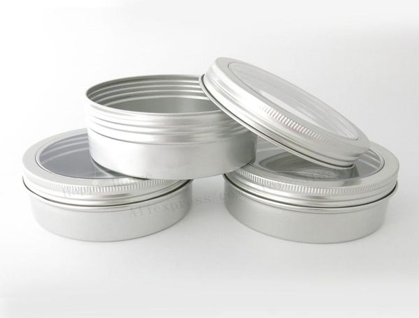 

30 x 200g aluminum jar container with window 200g metal display tin for cream sugar storage display jewelry glitters use7107884
