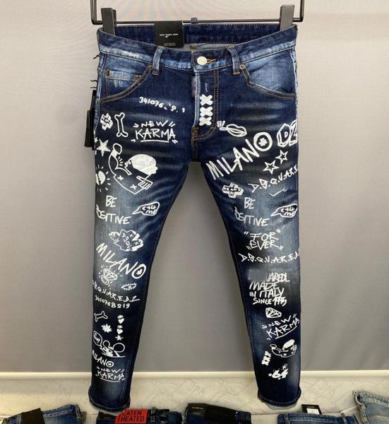

2022 men039s jeans springsummer long slim pants fashion shorts motorcycle ripped jeans f4278935649763201, Blue