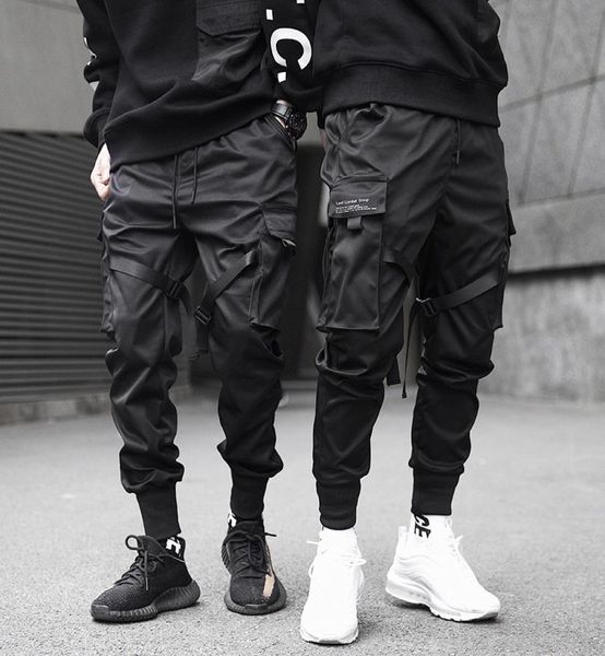 

2022 new men039s pants multipocket harem hip pop pant trousers streetwear sweatpants male casual fashion cargo men jogger pant6051722, Black