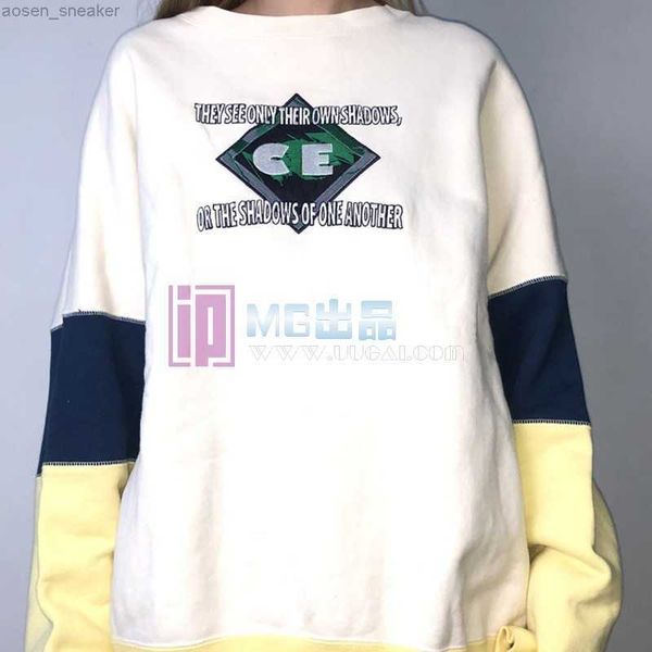 

fashion women men patchwork cavempt c.e sweatshirts embroidered crew neck embroidered crew hoodies, Black