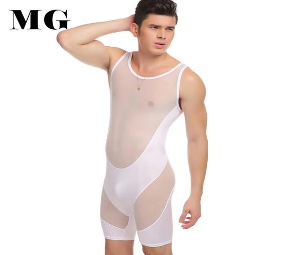 

mrgun fashion man lingerie transparent mesh bodysuit erotic bodysuit onepiece wrestling singlet bondage lingerie1970995, Black;brown