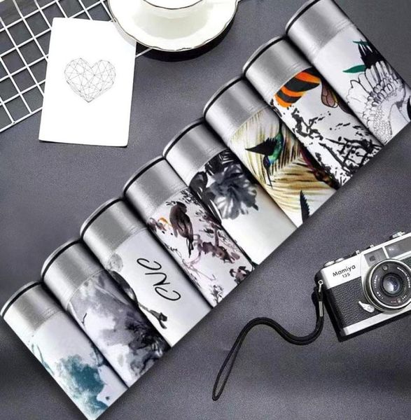 

underpants 8pcs cartoon shorts underwear fine soft and breathable personalise ice silk men men039s2266299, Black;white