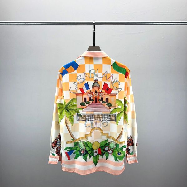 

casablanc long sleeve men designer shirt of racing silk art shirt autumn and winter men casual dress shirts size -3xl, White;black