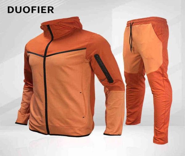 

2022 new brand men039s sweatsuit tech fleece hoodie cotton stretch training wear good quality coat sweatpants sport set clothin4517835, Gray