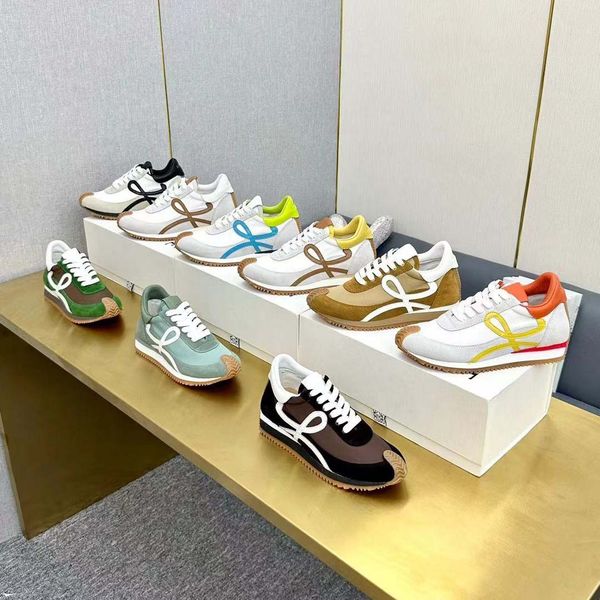 

flow runner sneakers designer mens womens lowe casual shoes in nylon suede sneaker upper fashion sport ruuning classic shoe quality35-46 07, Black