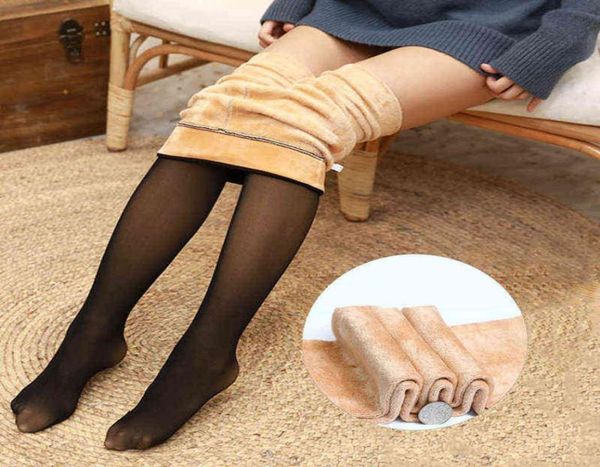 

074 winter thicken plus velvet legs fake translucent warm fleece pantyhose stockings autumn stockings tights pantyhose 2112218321966, Black;white