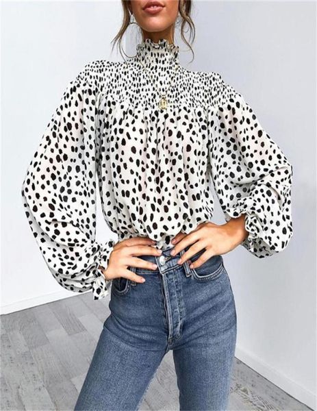 

hirigin autumn vintage boho blouse women shirt floral print long sleeve ruffles high collar casual high street shirt9488503, White
