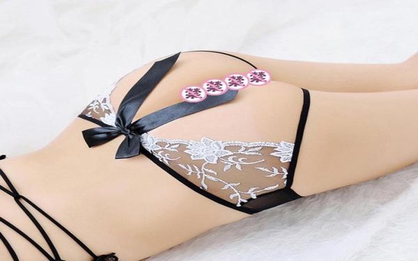 

erotic lingerie women open crotch panties lace thongs for nightwear crotchless bowknot women039s6861144, Black;pink