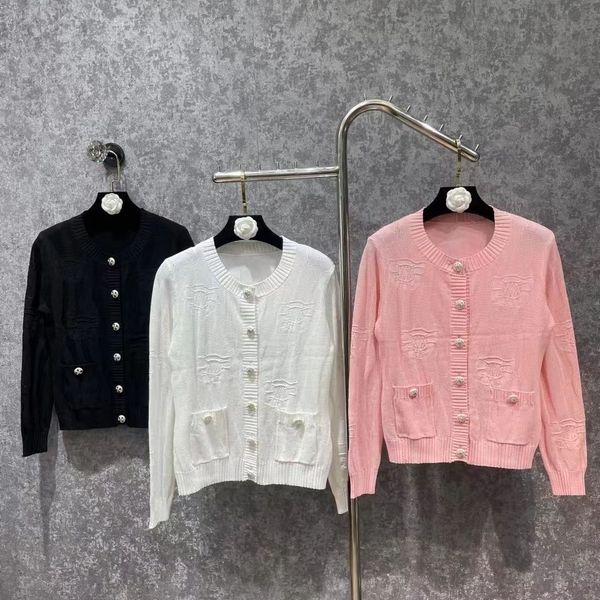 

2023 sweater jacket woman designer sweaters womens round neck stripe knitted long sleeved cardigan fashion casual knitwear shirts 2kbv, White;black