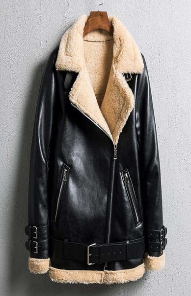 

winter bomber jacket women new lamb fur motorcycle overcoats fashion solid outerwear women leather jacket winter coats 2010161735906, Black;brown