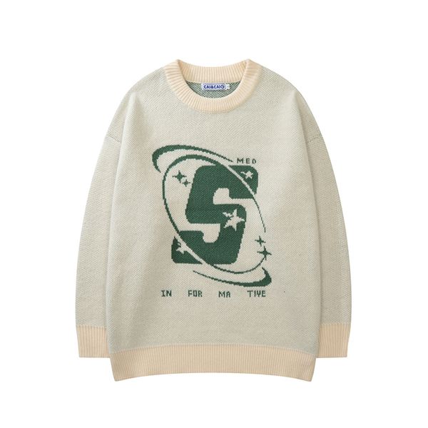 

men's sweaters capital letter print solid color retro and women's autumn winter harajuku crew neck oversized baggy knitted 230818, White;black