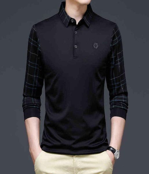

ymwmhu fashion solid polo shirt men korean fashion clothing long sleeve casual fit slim man polo shirt button collar 2202098349278, White;black