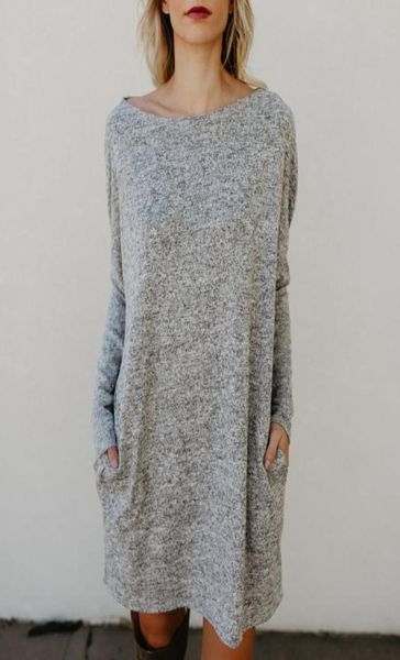 

women casual knitted dresses spring autumn loose plus size dresses las mujeres pencil dresses clothing solid color long sleeves1434181, Black;gray
