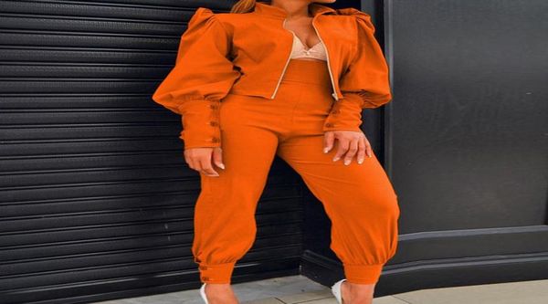 

women039s two piece pants women solid pieces set slim lantern sleeve high waist long ladies outfits streetwear casual autu1529761, White