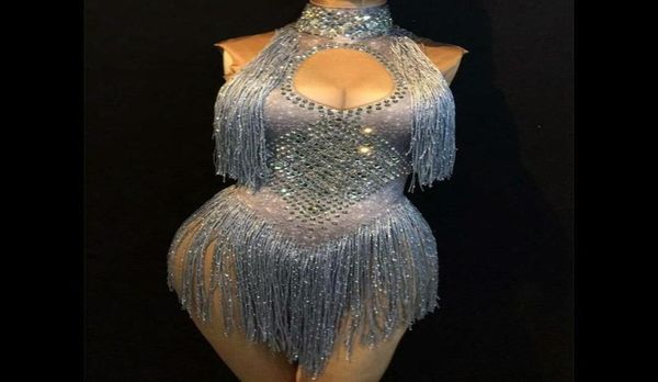 

stage wear colors sparkly rhines tassel leotard nightclub dance show stretch bodysuit party female singer outfitstagestage3906251, Black;red