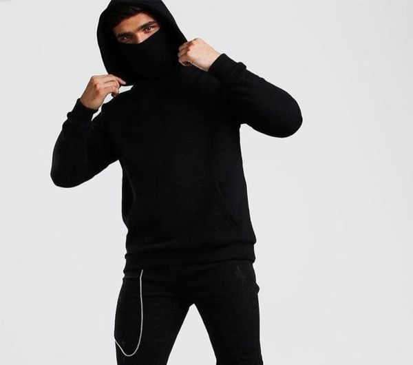 

ninja hoodies men mask cotton oversized hoodies sports solid long sleeve winter hooded sweatshirts men clothing spot whole 2018404351, Black