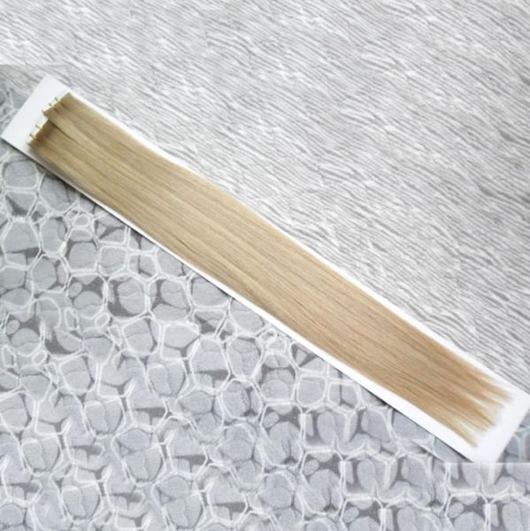 

40pcs tape in human hair extensions 100g tape in hair extensions blonde straight skin weft tape hair extensions8075009, Black