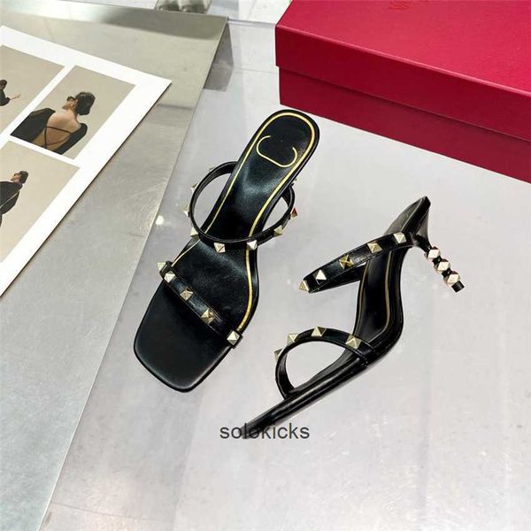 

women leather student valentinolies summer high heels luxury cross lace up design casual slippers 03-02 sandals fashion, Black