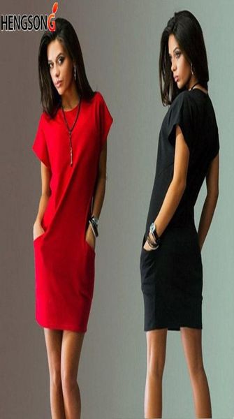 

new pocket loose casual female summer for women short sleeve o neck mini office lady work dress vestidos 2103046341932, Black;gray