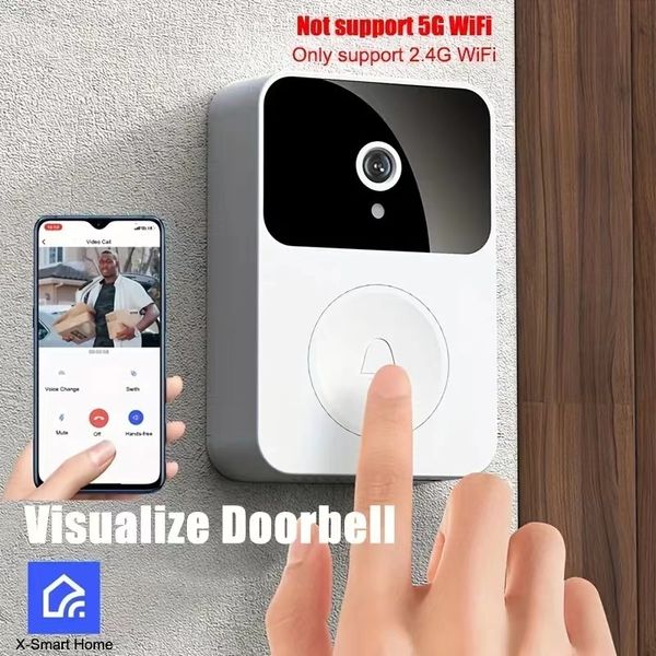 

1pc doorbell camera wireless,intelligent visual doorbell home intercom hd night vision wifi rechargeable security door doorbell,two-way call