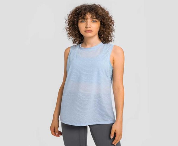 

jacquard light loose sports vest women039s tanks quick dry breathable running training fitness yoga tshirt suit gym cloth3828579, White