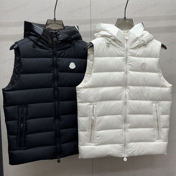 

Men Vest Down Jacket Designer Parka Downs Clothes Womens Puffer Coats Outerwear Classic Embroid Badge Sleeveless Couple Hooded Windbreaker 1-5, White