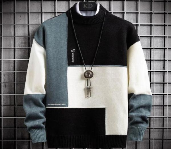 

new winter cashmere warm sweater men turtleneck mens pullover patchwork slim fit sweaters knitted men039s christmas jumper1386594, White;black