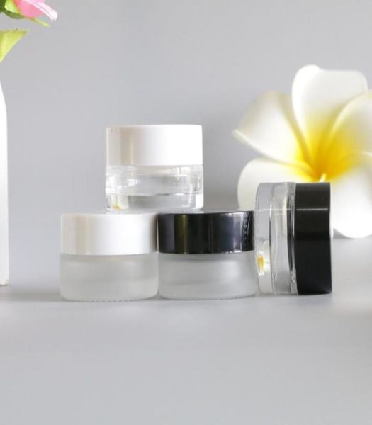 

5g transparent frosted glass whitening cream jars liquid makeup lotion face mask skin care empty cosmetics containers 120pcslot9660660