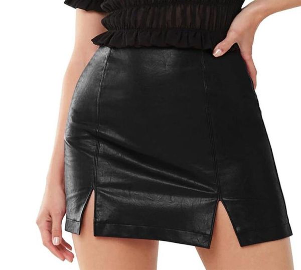 

skirts punk leather skirt women black split slim high waisted a line mini autumn korean fashion harajuku streetwear p51990323