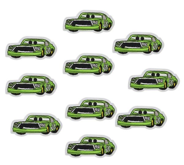 

10 pcs green cars patches badges for clothing iron embroidered patch applique iron on patches sewing accessories for diy clothes6010283, Black