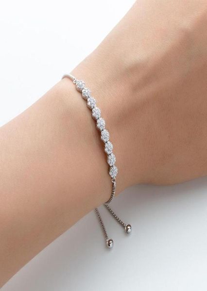 

nankiya classic trendsetting cubic zircon crystal adjustable bolo bracelet small flower connected part bangle for wedding nb629 li9942037, Black