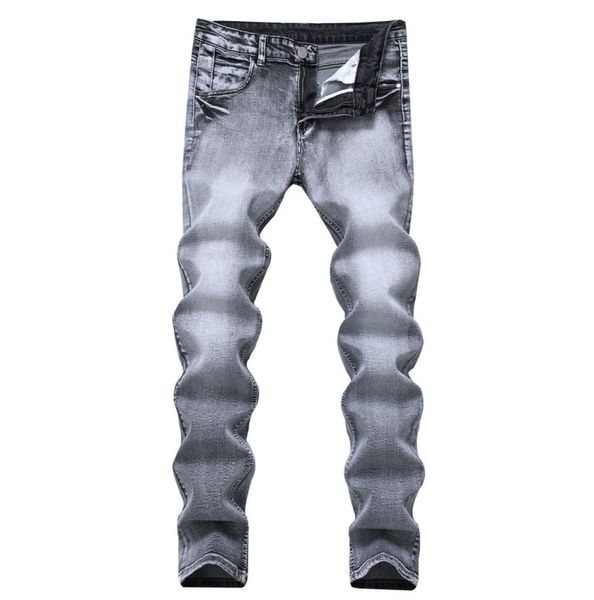 

men039s jeans fashion denim slim male distressed jeans grey men skinny jeans streetwear vintage mens clothing drop8395122, Blue