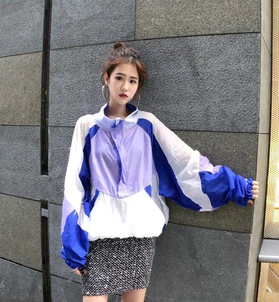 

2018 summer autumn women039s clothing new casual harajuku style zipper jackets full lantern sleeve patchwork jackets4559792, Black;brown