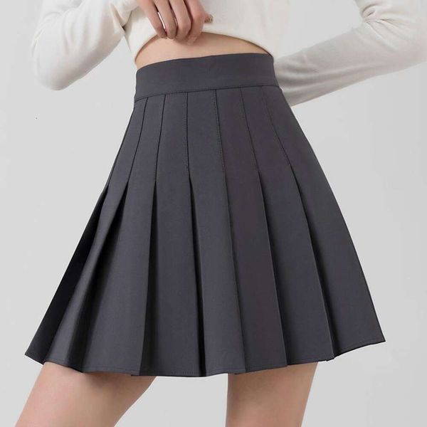 

four seasons suit material wrinkle plated skirt spring summer womens high waist college style a line short, Black