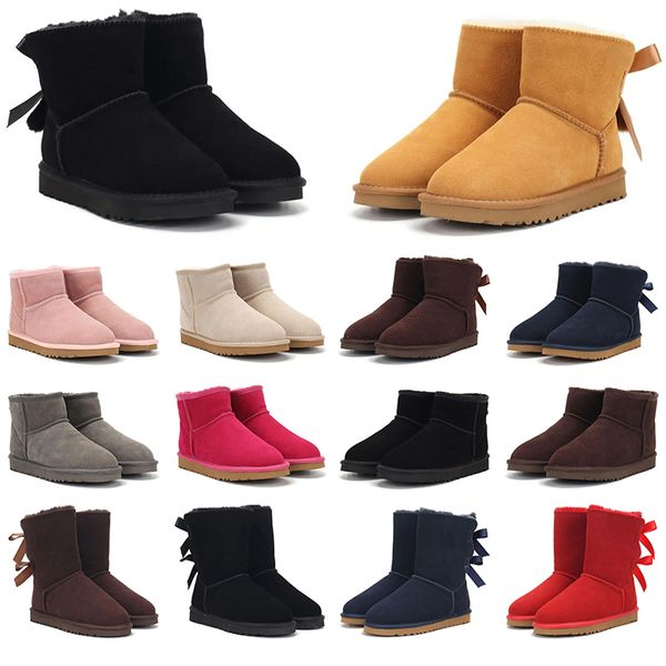 

designer boots mini platform sheepskin boots uggity australia autumn winter warm women outdoor snow shoes wool fur plush heritage ankle boot, Black