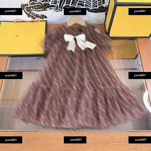 

luxury girls dresses bow decoration baby skirt fashion letter printing designer dress kids summer pleated skirt new product, Red;yellow