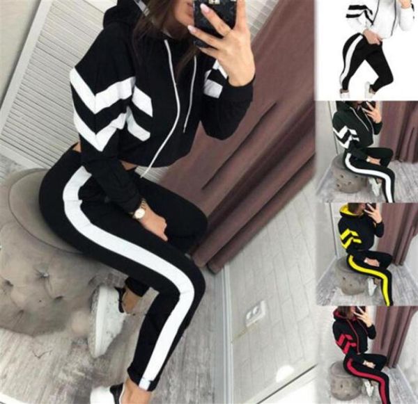 

womens casual fashion autumn long sleeved twopiece jogger set ladies fall tracksuit sweat suits256u8719922, Gray